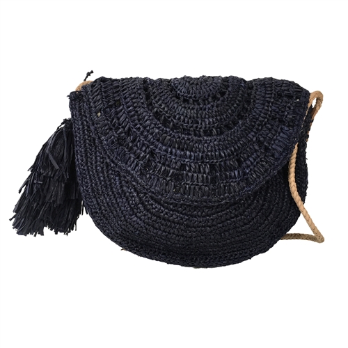 Mar Y Sol Lila Crocheted Raffia Straw Flap Crossbody Bag
