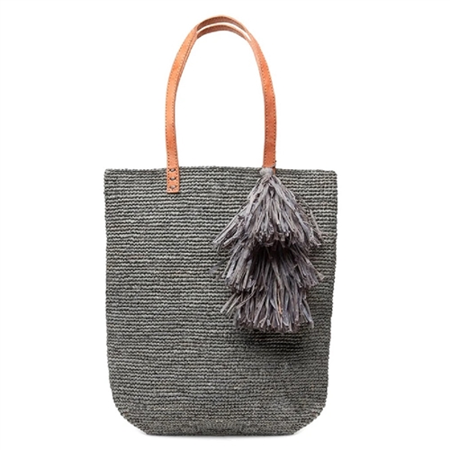 Mar Y Sol Carolina Tassel Crocheted Raffia Slim Tote Bag
