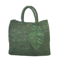 Mar Y Sol Ravenna Palm Leaf Crocheted Raffia Straw Tote Bag