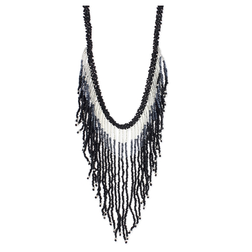 Zad Jewelry 'Isi' Ombre Fringe Beaded Bib Necklace