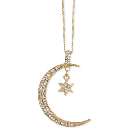 Zad Jewelry Pave Celestial Moon & Star Pendant Necklace