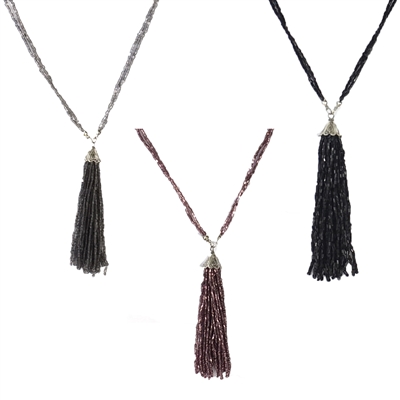 Zad Jewelry Long Beaded Tassel Necklace
