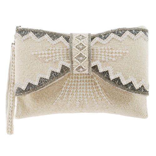 Mary Frances Bowed Over Bow Beaded Convertible Clutch Bridal Bag
