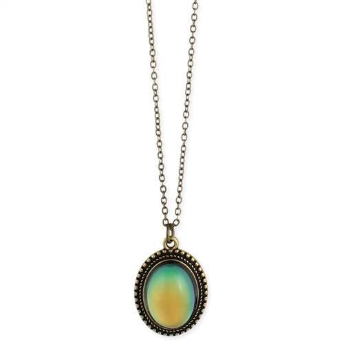 Zad Jewelry Burnished Gold Oval Mood Pendant Necklace