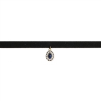 Zad Jewelry Velvet Choker with Stone Pendant