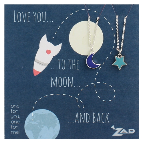 Zad Jewelry Moon & Star BFF Necklaces for 2