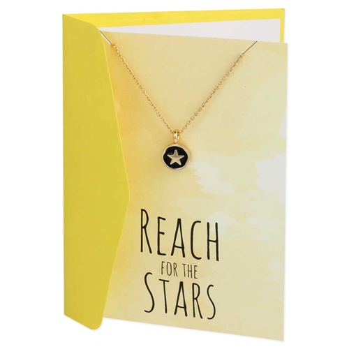 Reach for The Stars Mini Greeting Card & Star Charm Pendant Necklace Set
