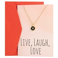 Live Laugh Love Mini Greeting Card & Heart Charm Pendant Necklace Set
