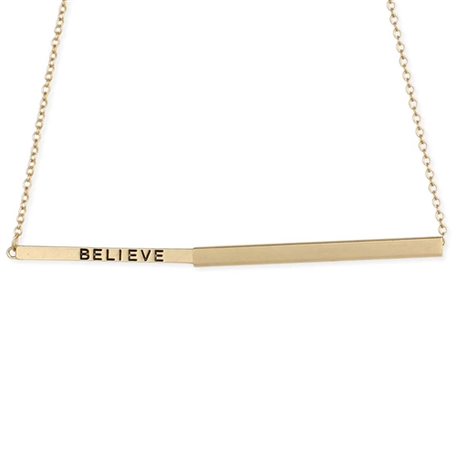 Hidden Message Slide Bar Engraved BELIEVE Necklace