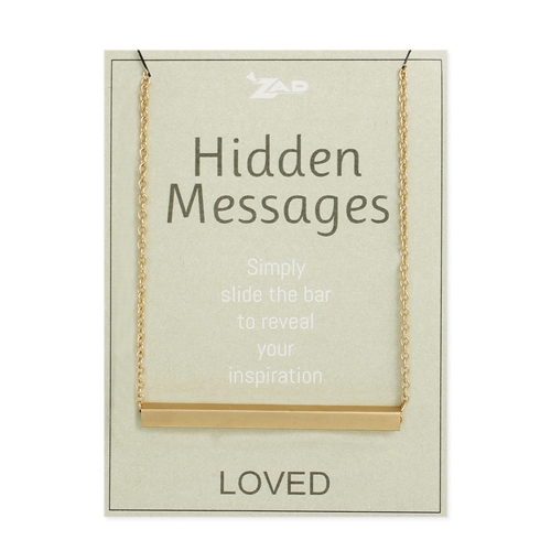 Hidden Messages Slide Bar Engraved Loved Necklace