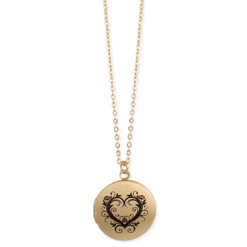 Vintage Floral Heart Locket Pendant Necklace