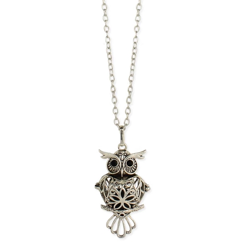 Zad Jewelry Owl Filigree Diffuser Pendant Necklace