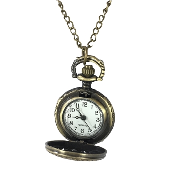 Zad Jewelry Cut-Out Face Pocket Watch Pendant Necklace
