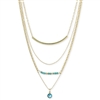 Turquoise Bead Evil Eye 4 Line Layer Necklace