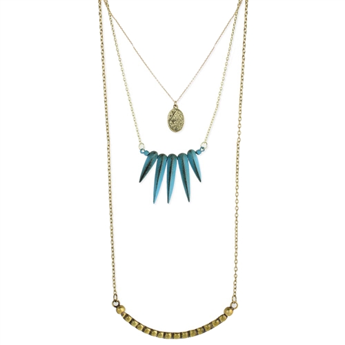 Zad Jewelry Coin & Patina Spike Layer Necklace