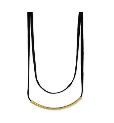 Zad Jewelry 'Nyx' Gold Bar Double Layer Suede Choker