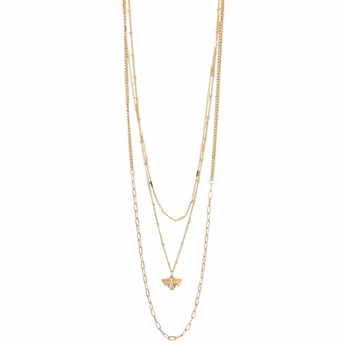 Golden Garden Bee Charm Link Chain Multi Layer Necklace