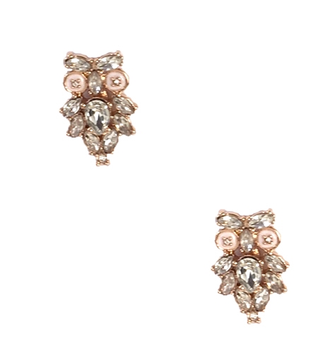 Kate Spade Wise Owl Crystal Stud Earrings, Rose Gold display picture 3