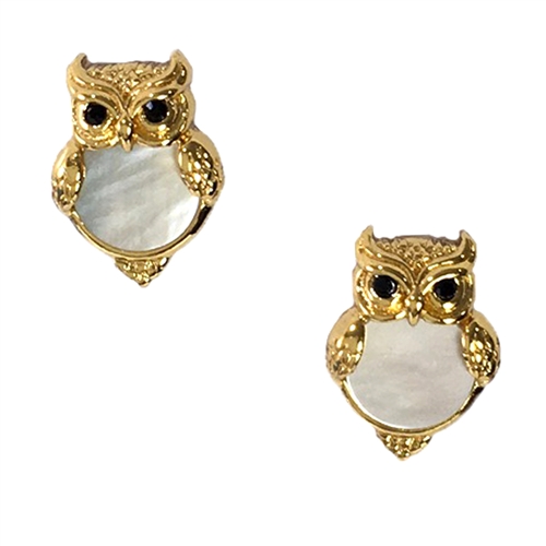 Kate Spade Into The Woods Owl Mother of Pearl Stud Earrings