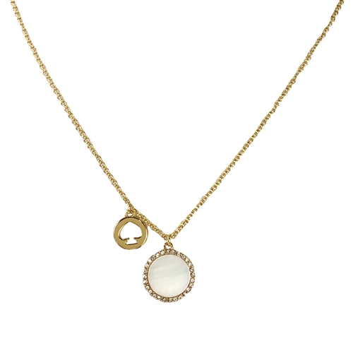 Kate Spade Spot The Spade Pearlescent Pave Charm Pendant Necklace