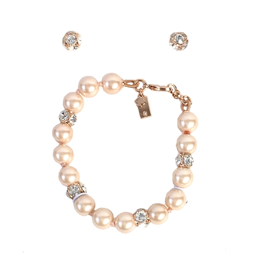 Kate Spade Lady Marmalade Glass Pearl Bracelet & Stud Earrings Se