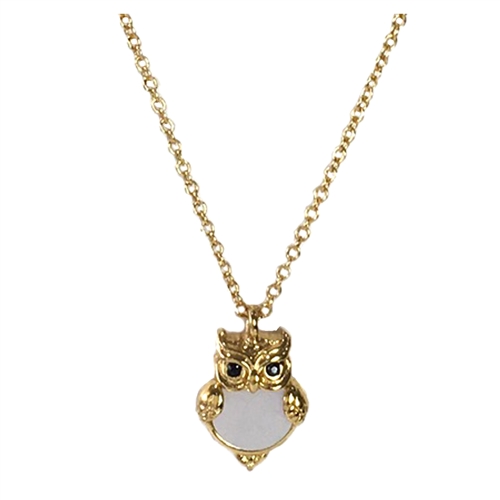 Kate Spade Into The Woods Owl Mother of Pearl Pendant Necklace