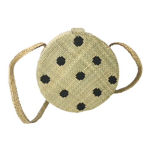 Banago Olga Polka Dot Straw Canteen Circle Crossbody