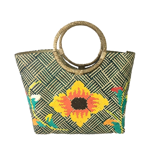 Banago Olivia Sunflower Straw Circle Handle Large Tote