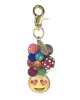 Lenora Dame Smiling Face w Heart Eyes  Beaded Purse Charm