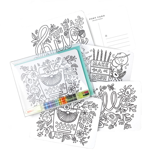 Inklings Color-in Postcard Kit 12 Postcards