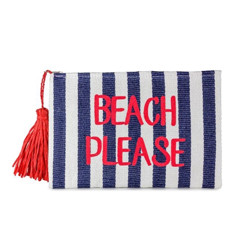 Magid Beach Please Insulated Straw Clutch Swimwear Bag