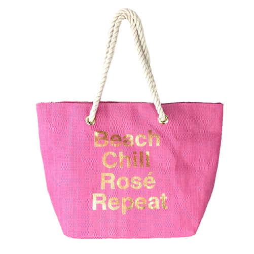 Beach Chill RosÃ© Repeat Beach Bag Packable Large Tote
