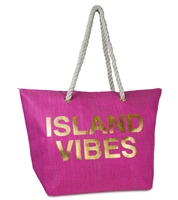 Island Vibes Beach Bag Packable Large Tote