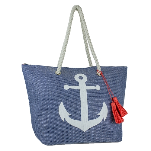 Nautical Anchor Beach Bag Packable Large Tote