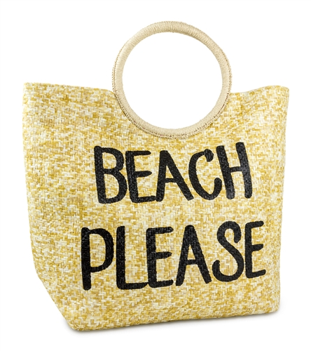 Beach Please Circle Handle Beach Bag Packable Large Tote