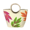 Magid Tropical Palms large natural woven beach tote featuring circular top handles, lightweight packable construction, spacious open interior, and relaxed resort inspired styling for beach, travel, and everyday summer use.