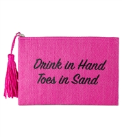Magid Drink In Hand Toes In Sand Straw Clutch