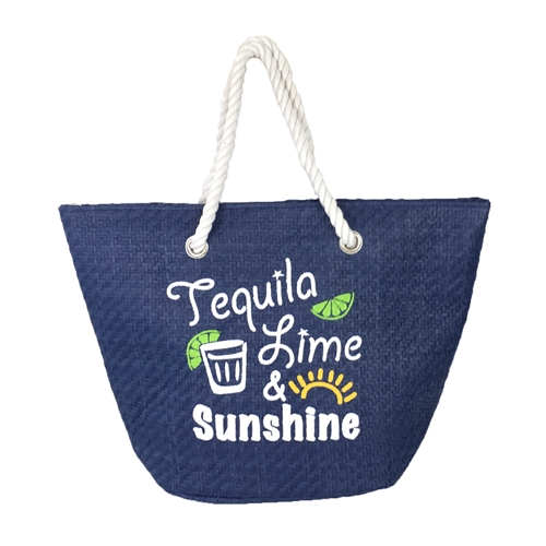 Magid Tequila Lime & Sunshine Packable Large Straw Tote