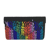 Clutch Me By Q Rainbow Paint Drips Beaded Envelope Clutch