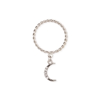 Zad Jewelry Twisted Band Ring Pave Moon Charm
