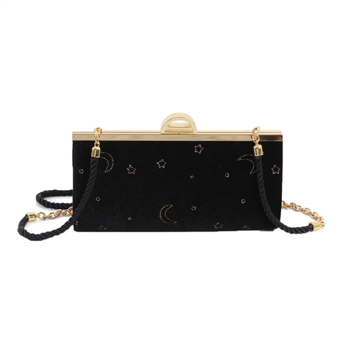 isti Belfair Moon & Stars Velvet Frame Clutch