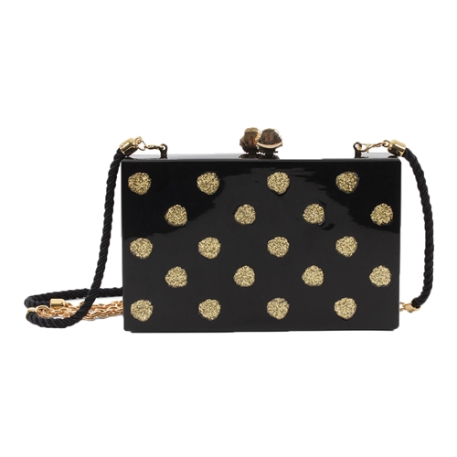 isti Whitiker Glitter Polka Dot Box Clutch