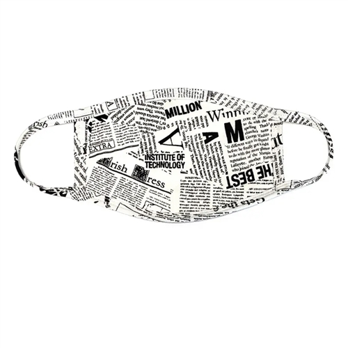 Newspaper Print 3 Layer Reusable Face Covering