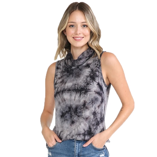 Tie Dye Convertible Cowl Neck Face Covering Tank Top
