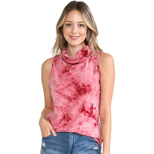 Tie Dye Convertible Cowl Neck Face Covering Tank Top