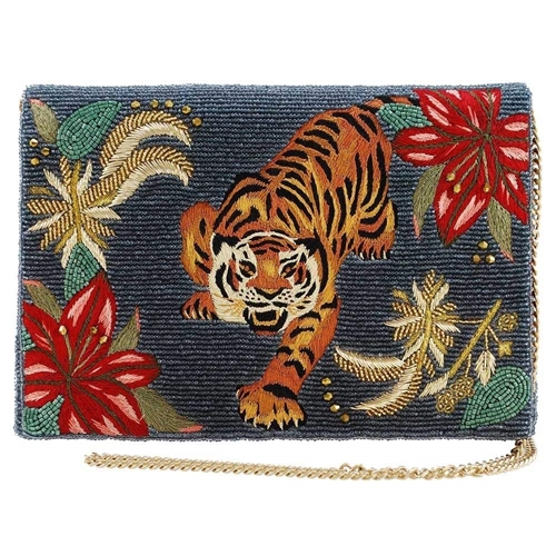Mary Frances Fierce Tiger Beaded Embroidered Convertible Clutch