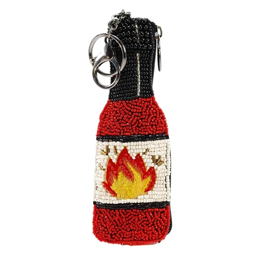 Mary Frances Turn Up The Heat Hot Sauce Beaded Zip Coin Purse