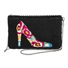 Mary Frances Floral Embroidered High Heel Beaded Phone Crossbody