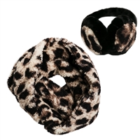 Leopard Sherpa Fleece Infinity Scarf & Earmuff 2 PC Set