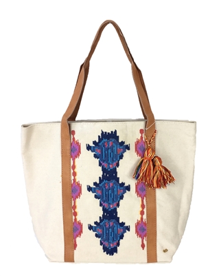 PilyQ Sunbeam Embroidered Tassel Tote